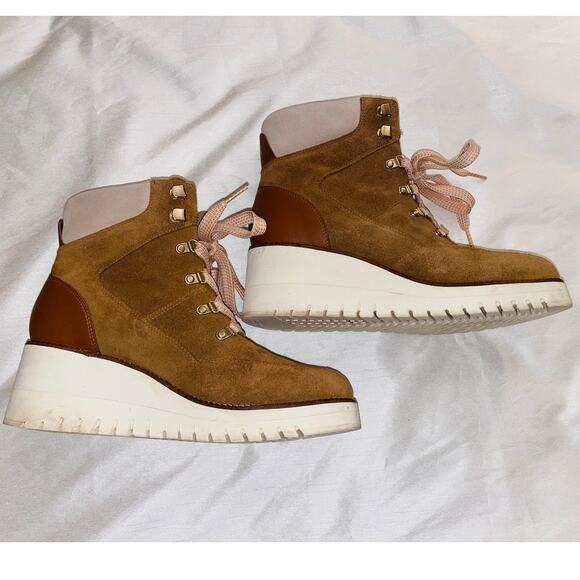 Cole Haan Zerogrand City Wedge Hiker Booties - Women's Size 8B - Carmel Leather - Picture 4 of 11